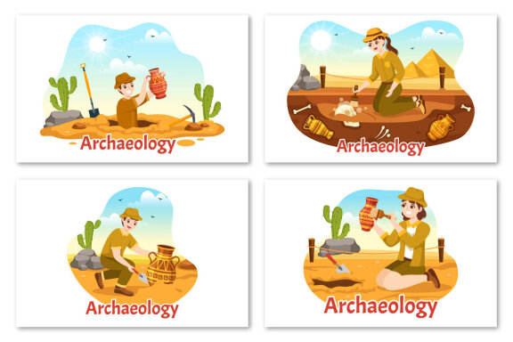 16 Archeology Vector Illustration