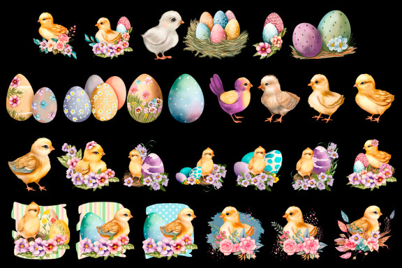 Easter chick illustration Sublimation design, Cute Chickens