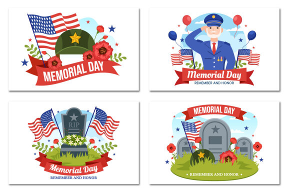 17 Memorial Day Vector Illustration
