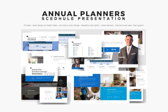 35 Simple Annual Scheduler Company Presentation PowerPoint Template