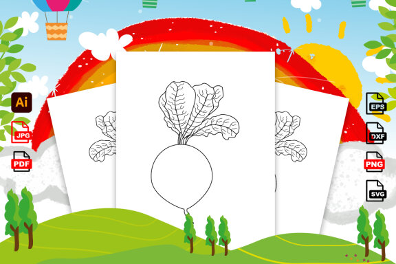 Vegetable Line Art Coloring Page Bundle for Kids KDP Interior