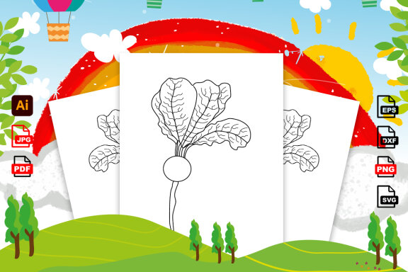 Vegetable Line Art Coloring Page Bundle for Kids KDP Interior