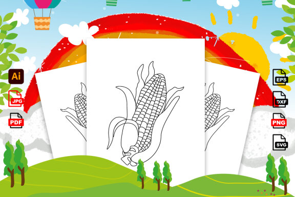 Vegetable Line Art Coloring Page Bundle for Kids KDP Interior
