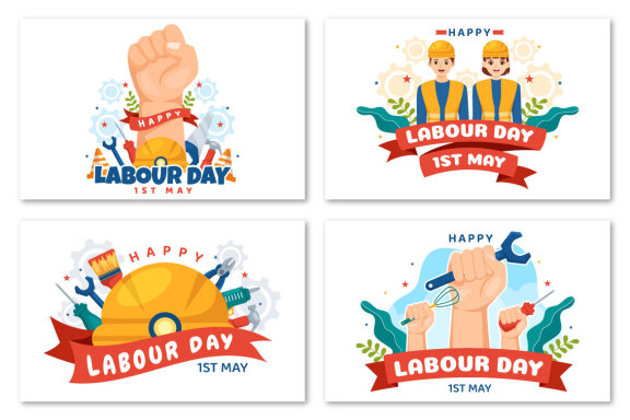 16 Happy Labor Day Vector Illustration