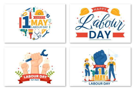 16 Happy Labor Day Vector Illustration