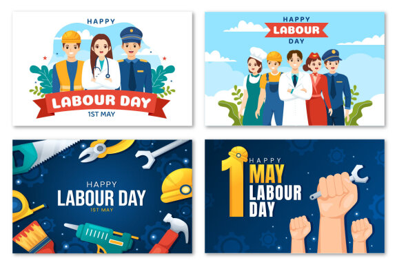 16 Happy Labor Day Vector Illustration
