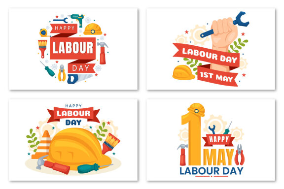 16 Happy Labor Day Vector Illustration