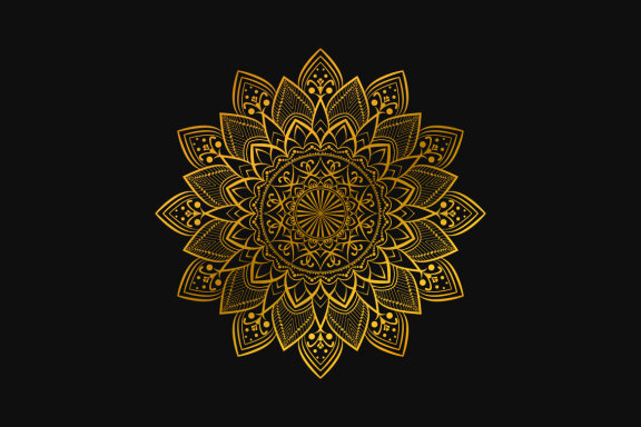 Golden Decorative mandala design with arabesque pattern Arabic Islamic east style.