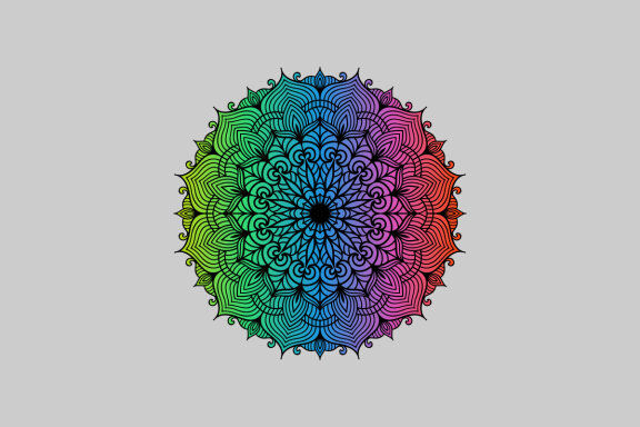 Colorful Mandala Illustration on doodle style-01