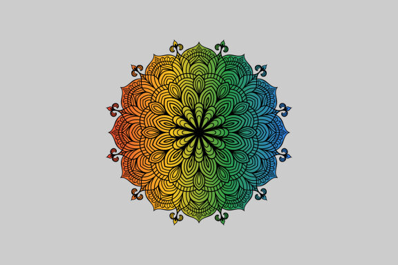 Colorful Mandala Illustration on doodle style-02