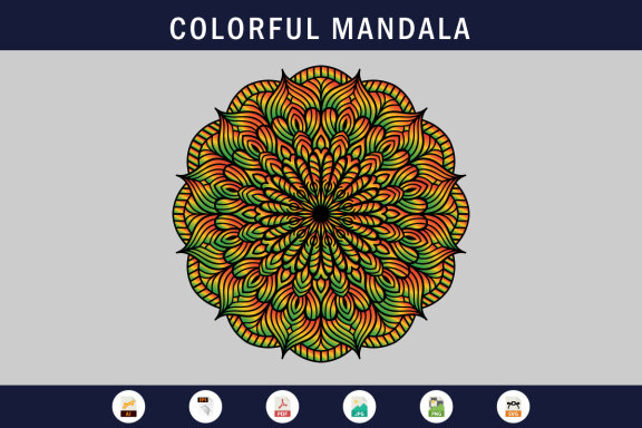 Colorful Mandala Illustration on doodle style-03