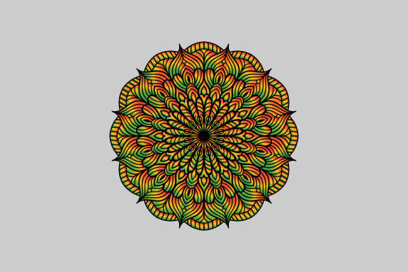 Colorful Mandala Illustration on doodle style-03