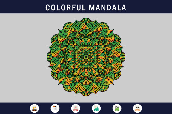 Colorful Mandala Illustration on doodle style-05