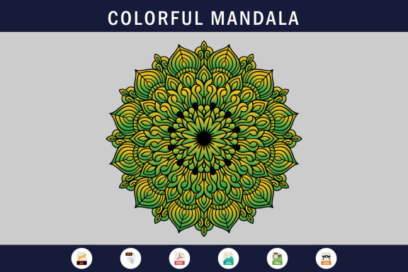 Colorful Mandala Illustration on doodle style-06
