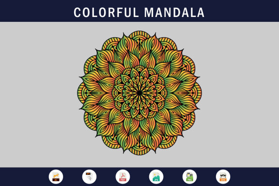 Colorful Mandala Illustration on doodle style-08