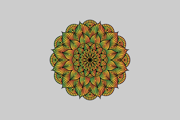 Colorful Mandala Illustration on doodle style-08