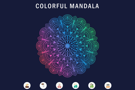 Colorful Mandala Illustration on doodle style-09