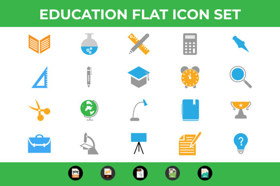 Education Flat Icons Vector and SVG