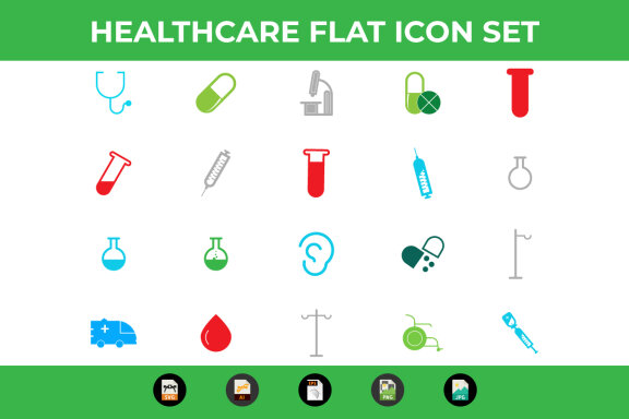 Healthcare and Medical Flat Icon Set