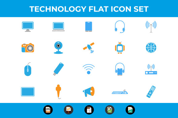 Flat Technology and Multimedia icons