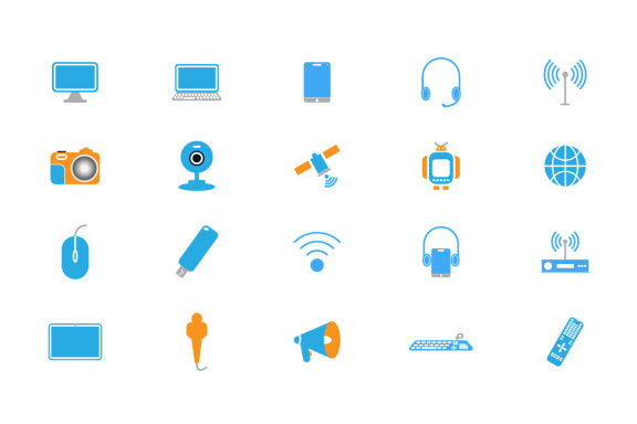 Flat Technology and Multimedia icons