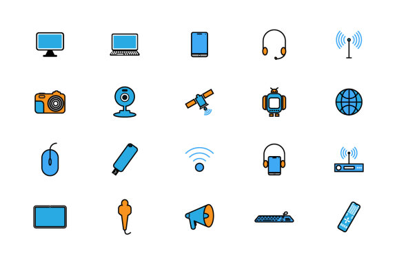 Linear Fill Technology and Multimedia icons
