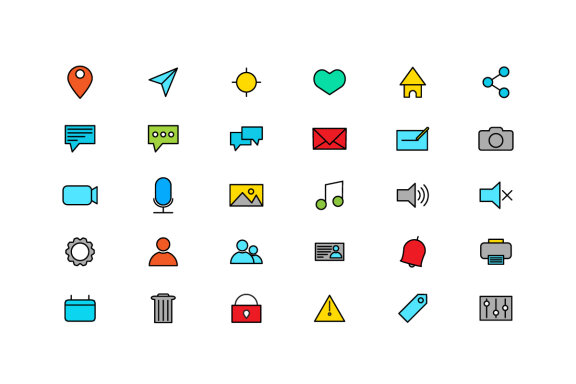 30 Linear Fill Essential Icon Pack Vector Illustrations and SVG