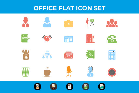 Business and Office Flat Icons Vector and SVG