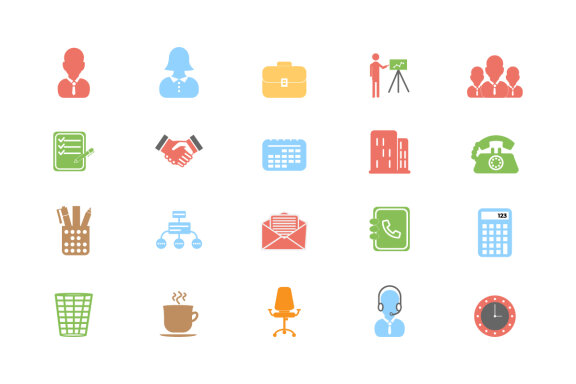 Business and Office Flat Icons Vector and SVG