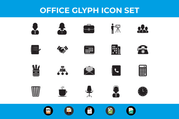 Business and Office Glyph Icons Vector and SVG