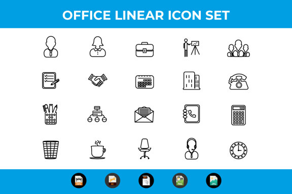 Business and Office Linear Icons Vector and SVG