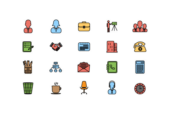 FREE Business and Office Linear Fill Icons Vector and SVG