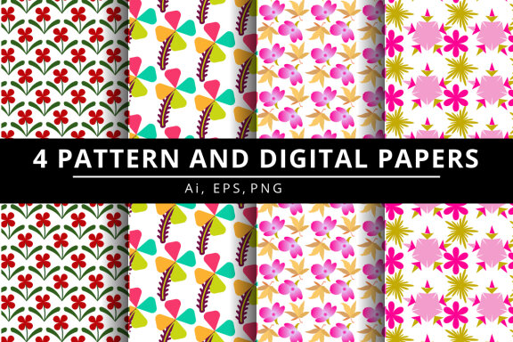 Floral Pattern and Digital Paper Bundle-05