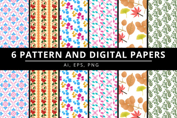 Floral Pattern and Digital Paper Bundle-06