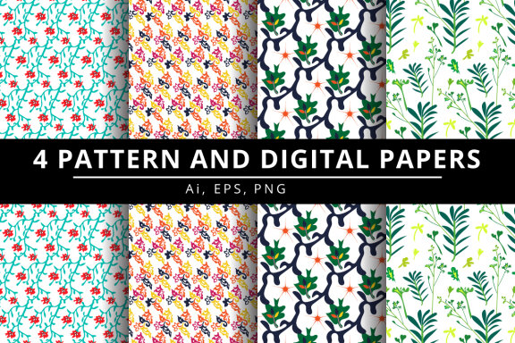 Floral Pattern and Digital Paper Bundle-07