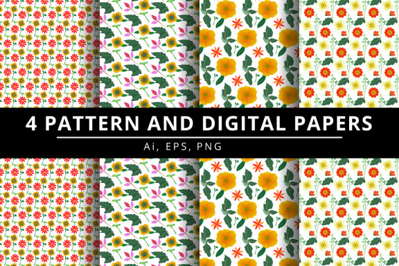 Floral Pattern and Digital Paper Bundle-08