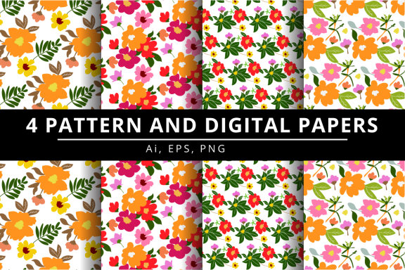 Floral Pattern and Digital Paper Bundle-09