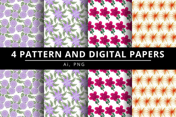 Floral Pattern and Digital Paper Bundle-10