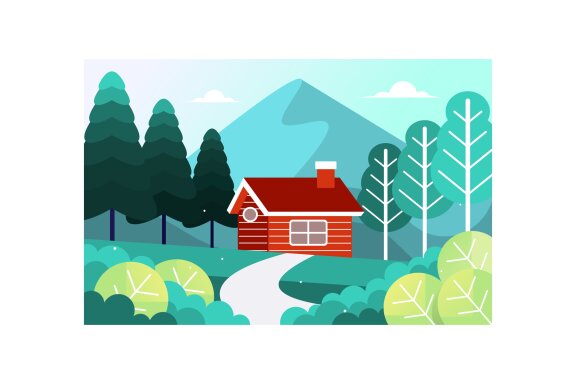 Red wooden house at mountain - Free illustration