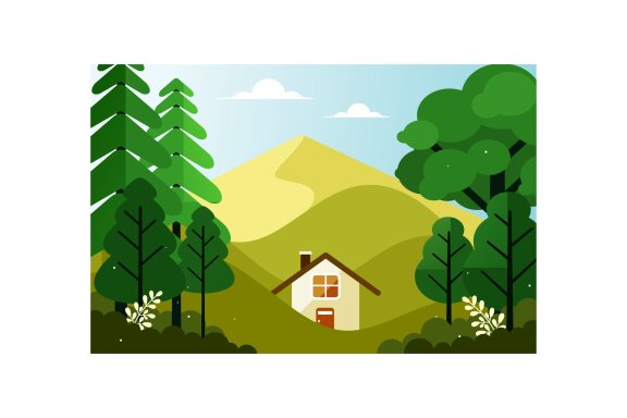 Small house in the mountains in autumn
