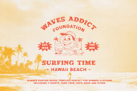 Summer Surfing - Badge Templates & Fonts