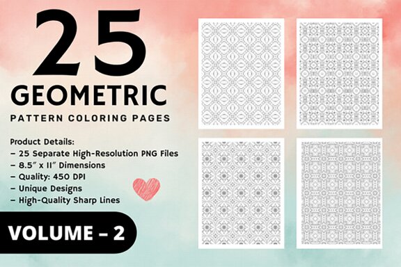 KDP Geometric pattern coloring pages Volume –2