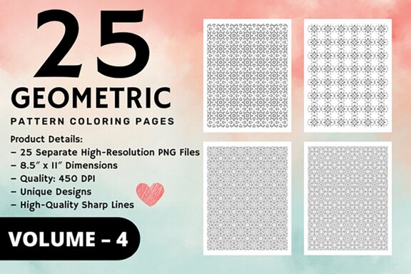 KDP Geometric pattern coloring pages Volume –4