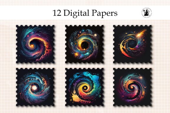 Spiral Galaxy Digital Paper Pack