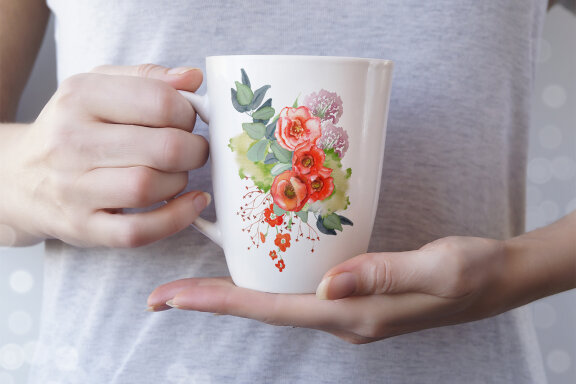 Bouquet of watercolor flowers Garden Bloom