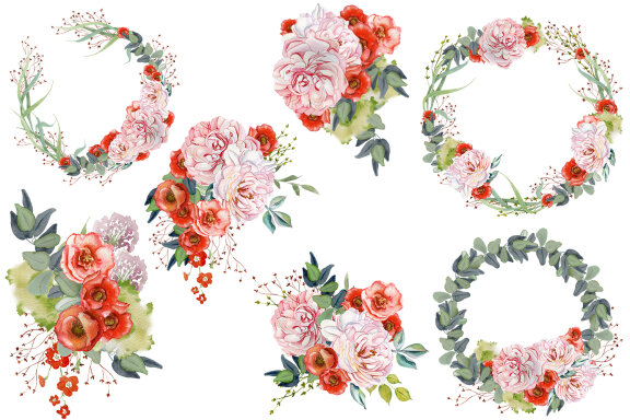Bouquet of watercolor flowers Garden Bloom
