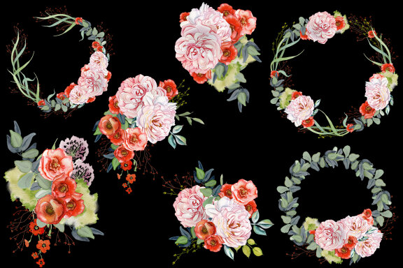 Bouquet of watercolor flowers Garden Bloom