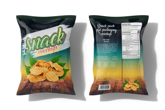 Snack or Potato Chips Packaging Bag Mockup