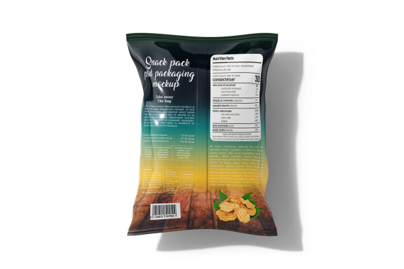 Snack or Potato Chips Packaging Bag Mockup