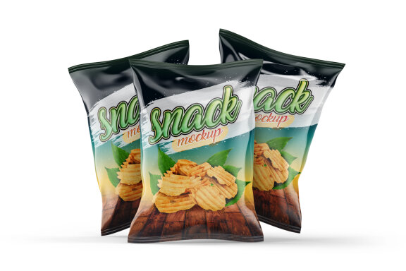 Snack or Potato Chips Packaging Bag Mockup